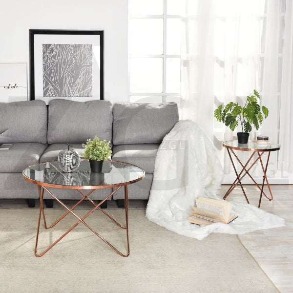 CANALES L- זהב - שולחן קפה עגול-2209