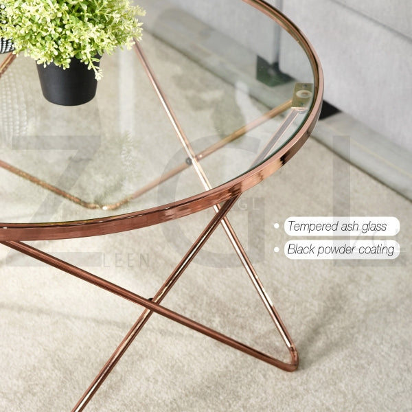 CANALES L- זהב - שולחן קפה עגול-2209