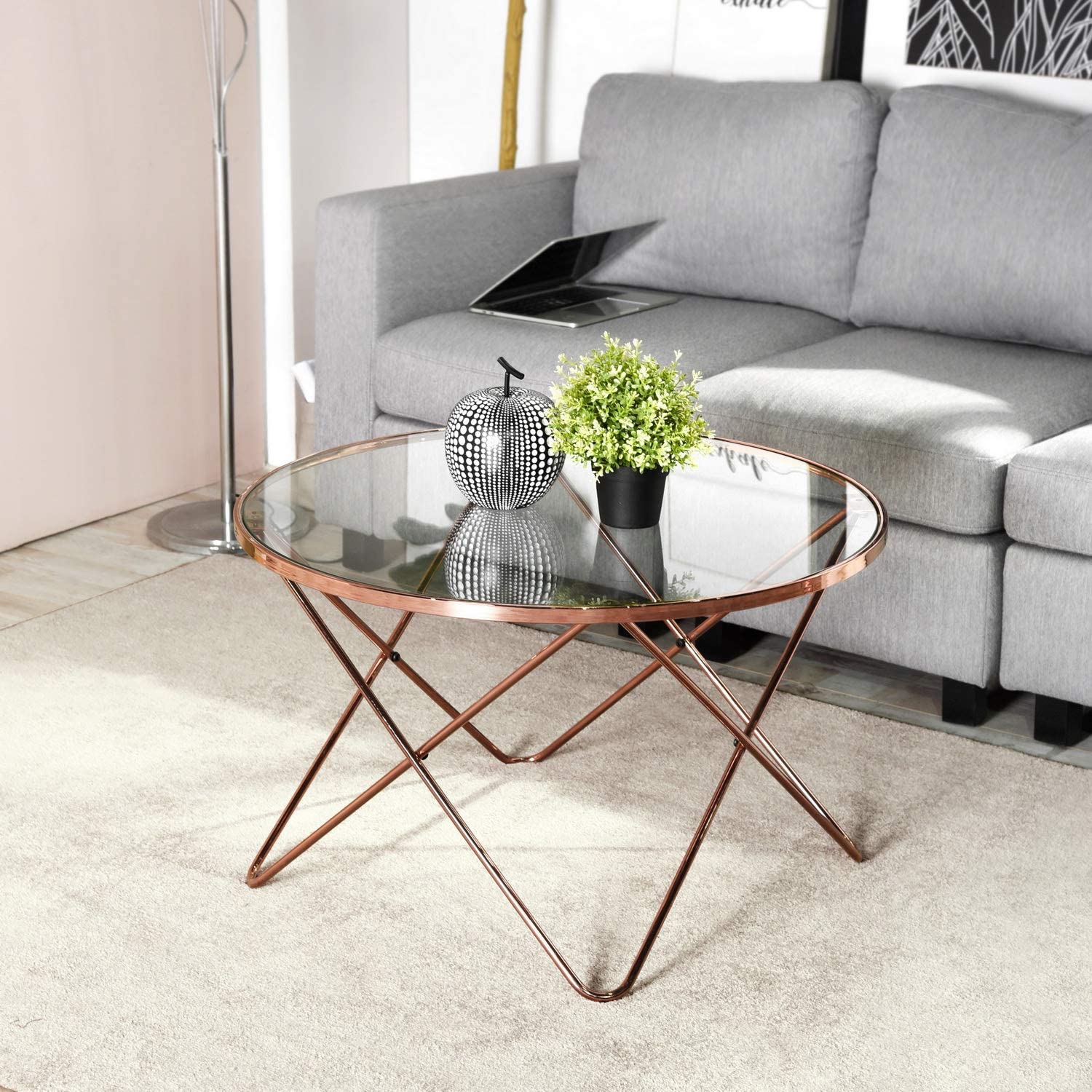 CANALES L- זהב - שולחן קפה עגול-2209