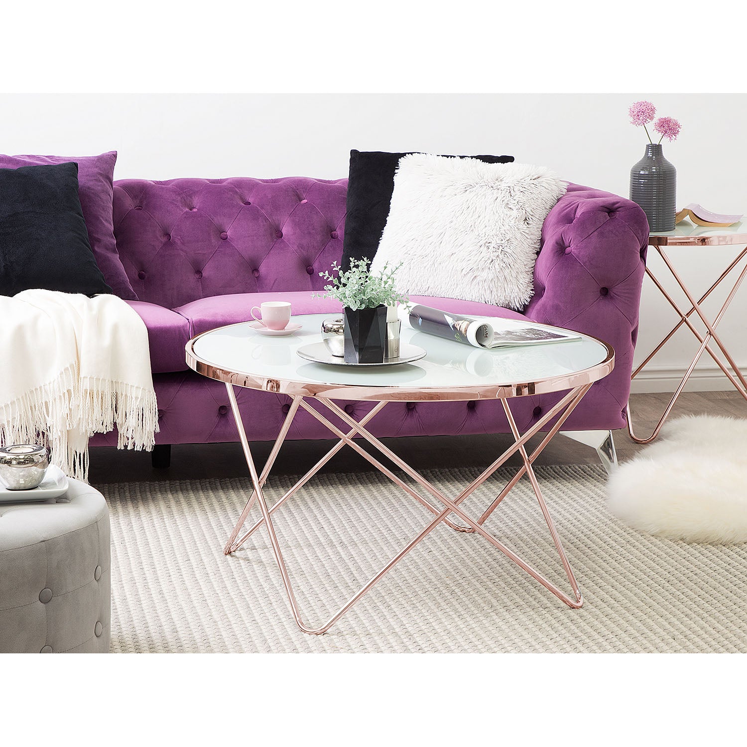 CANALES L- זהב - שולחן קפה עגול-2209