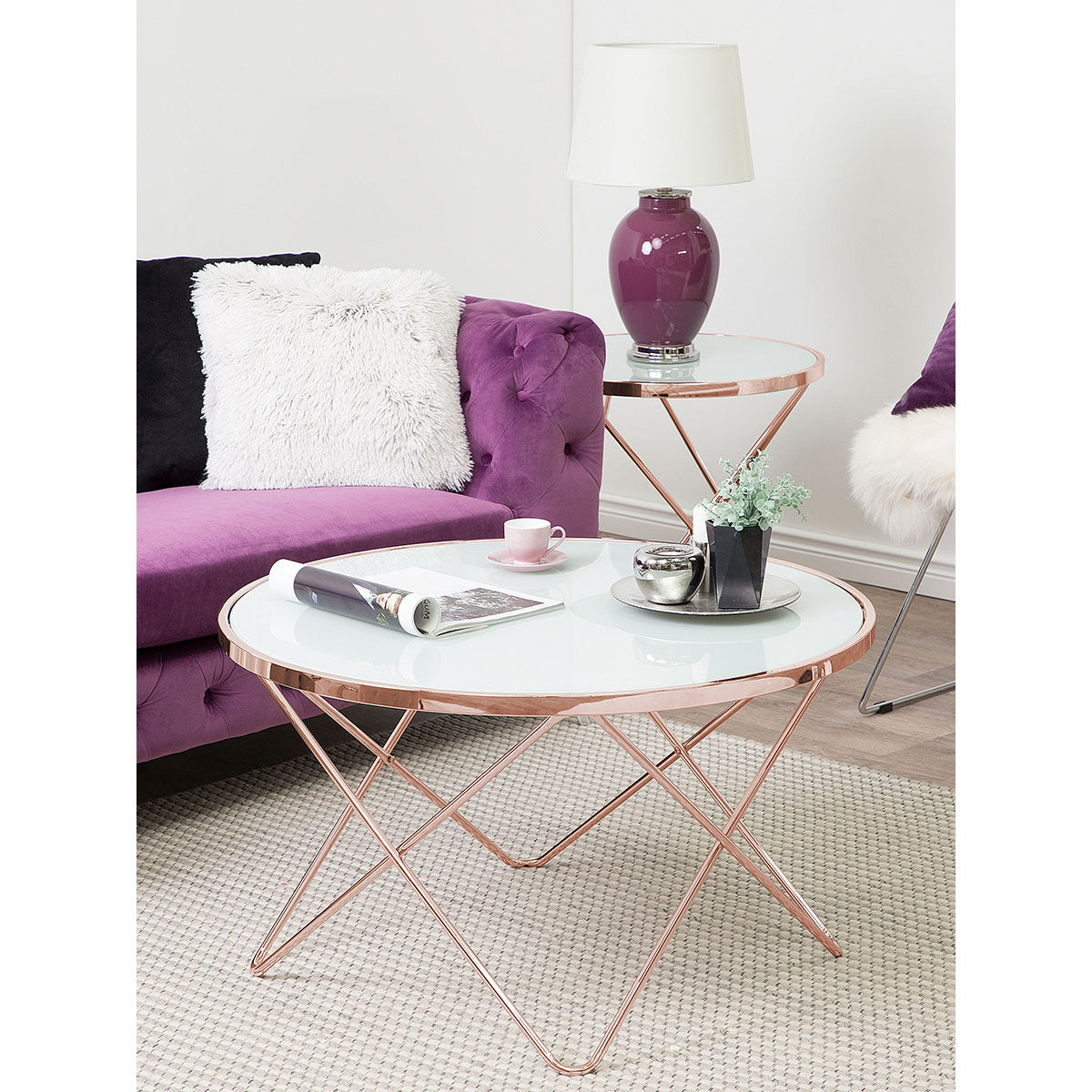 CANALES L- זהב - שולחן קפה עגול-2209