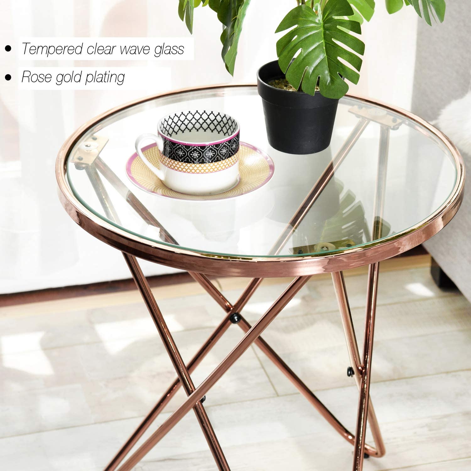 CANALES S- זהב - שולחן צד עגול-2208