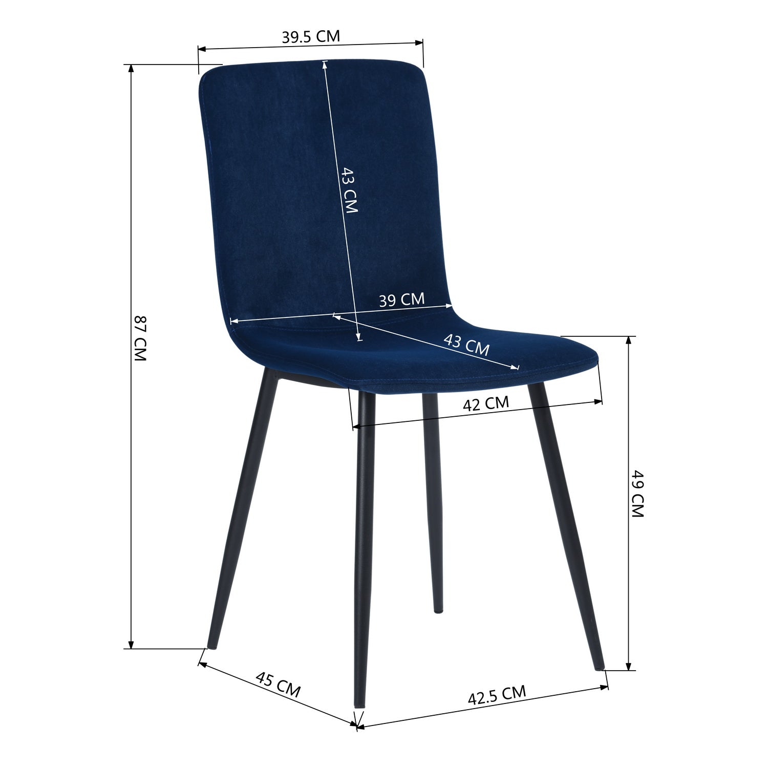 SCARGILL כחול דמוי קטיפה - כיסאות לפינת אוכל-2508