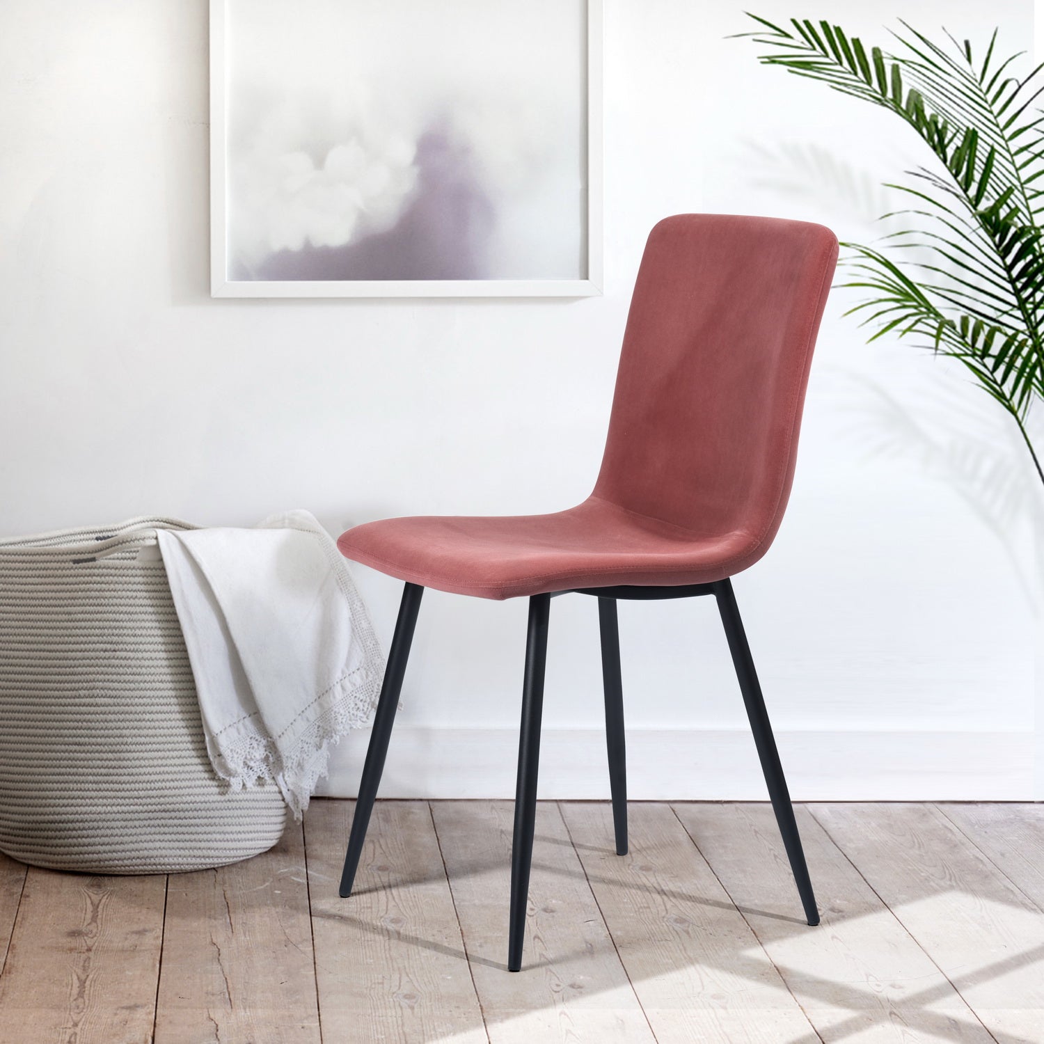 SCARGILL ורוד דמוי קטיפה - כיסאות לפינת אוכל-2535