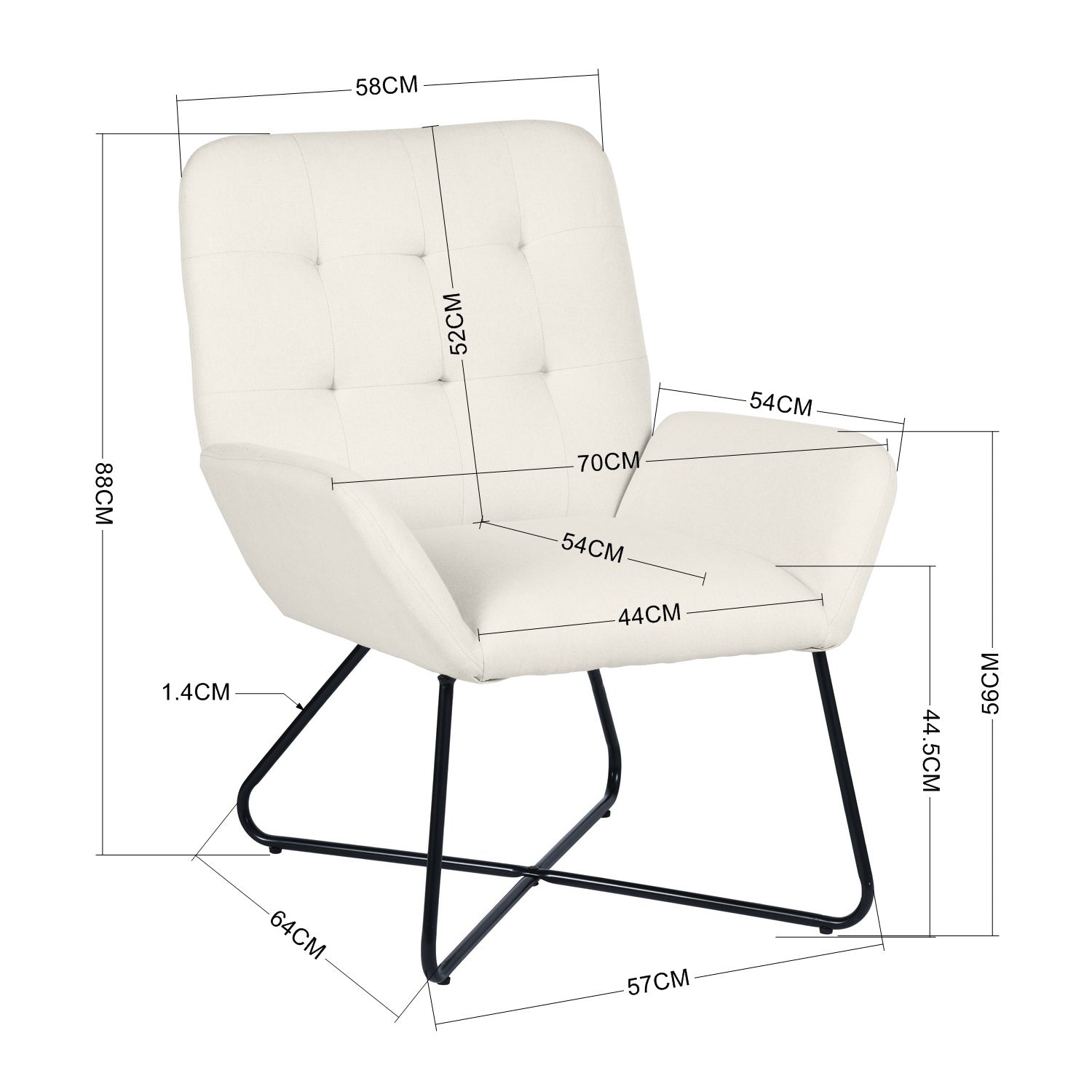 NICOLAS קרם - כורסא מעוצבת-7951