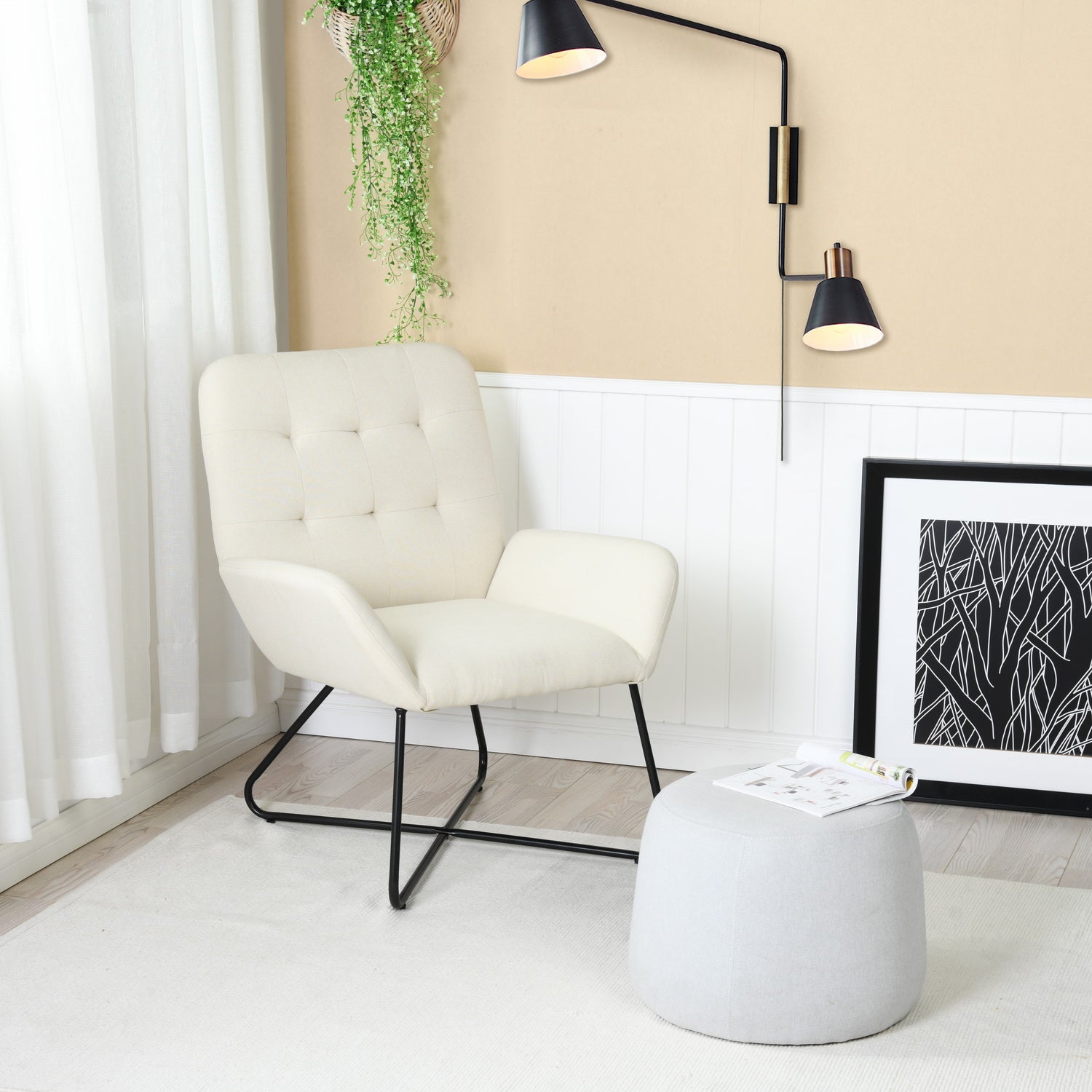 NICOLAS קרם - כורסא מעוצבת-7951