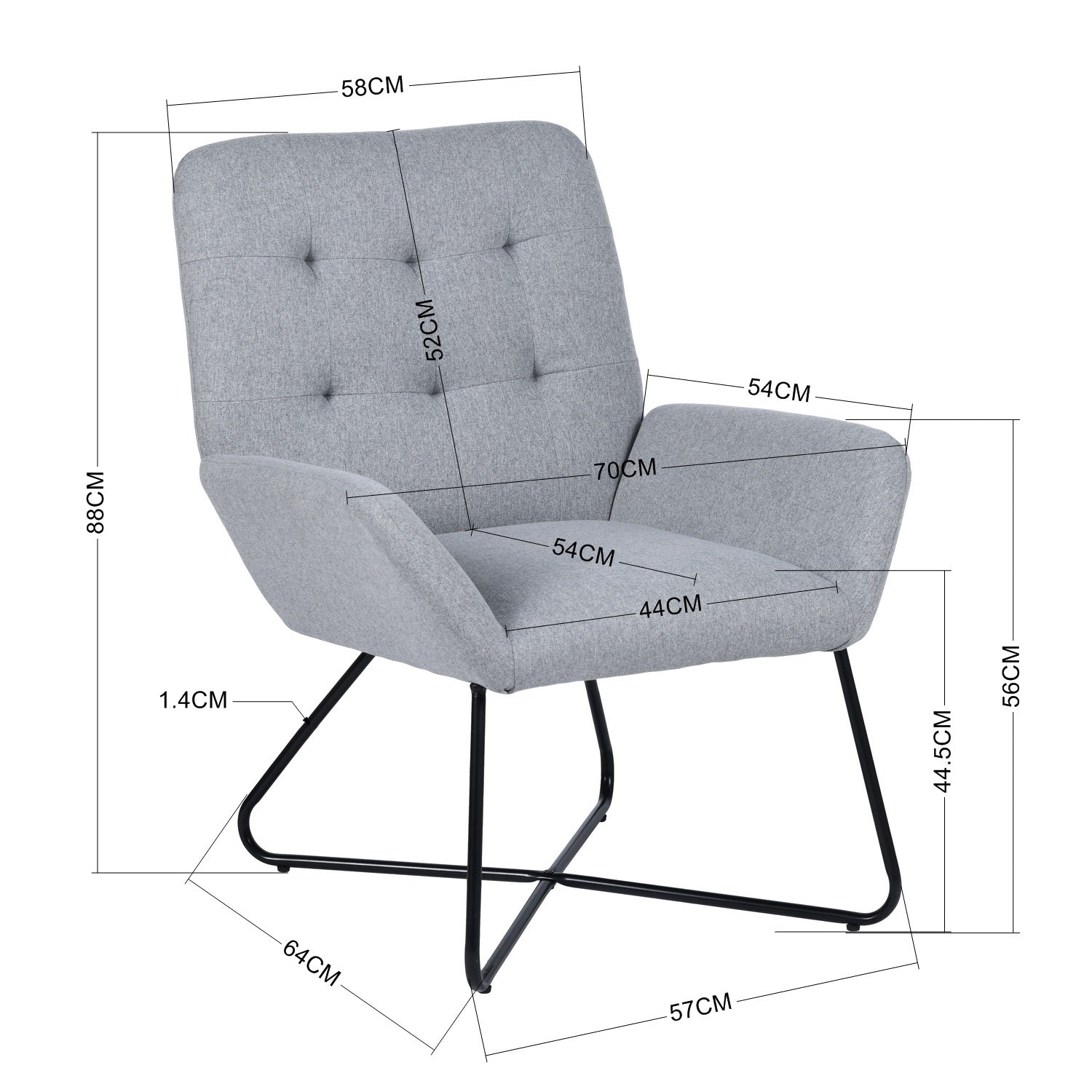 NICOLAS אפור - כורסא מעוצבת-7949