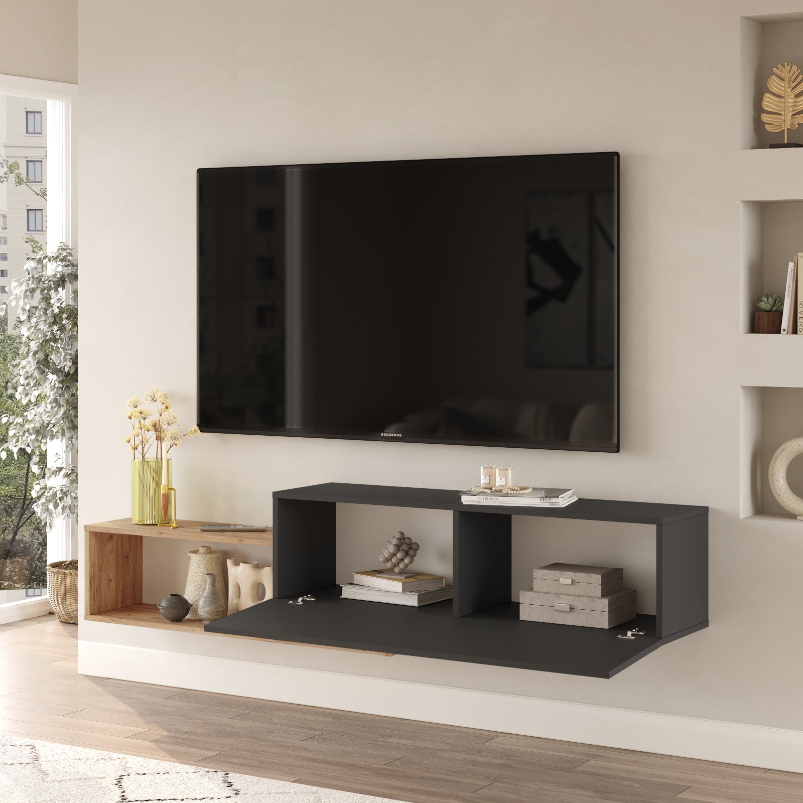 onix KBL1-AA-פחם-אורן  מזנון טלוויזיה צף