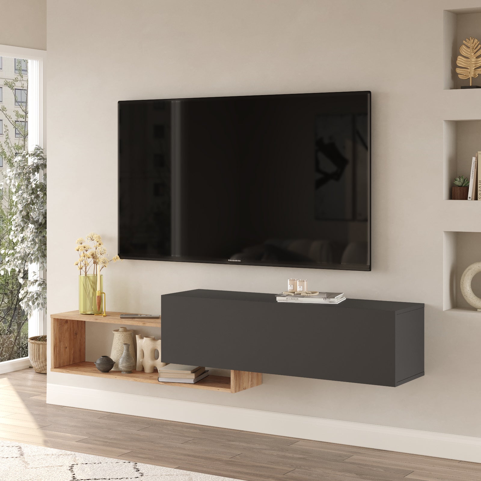 onix KBL1-AA-פחם-אורן  מזנון טלוויזיה צף