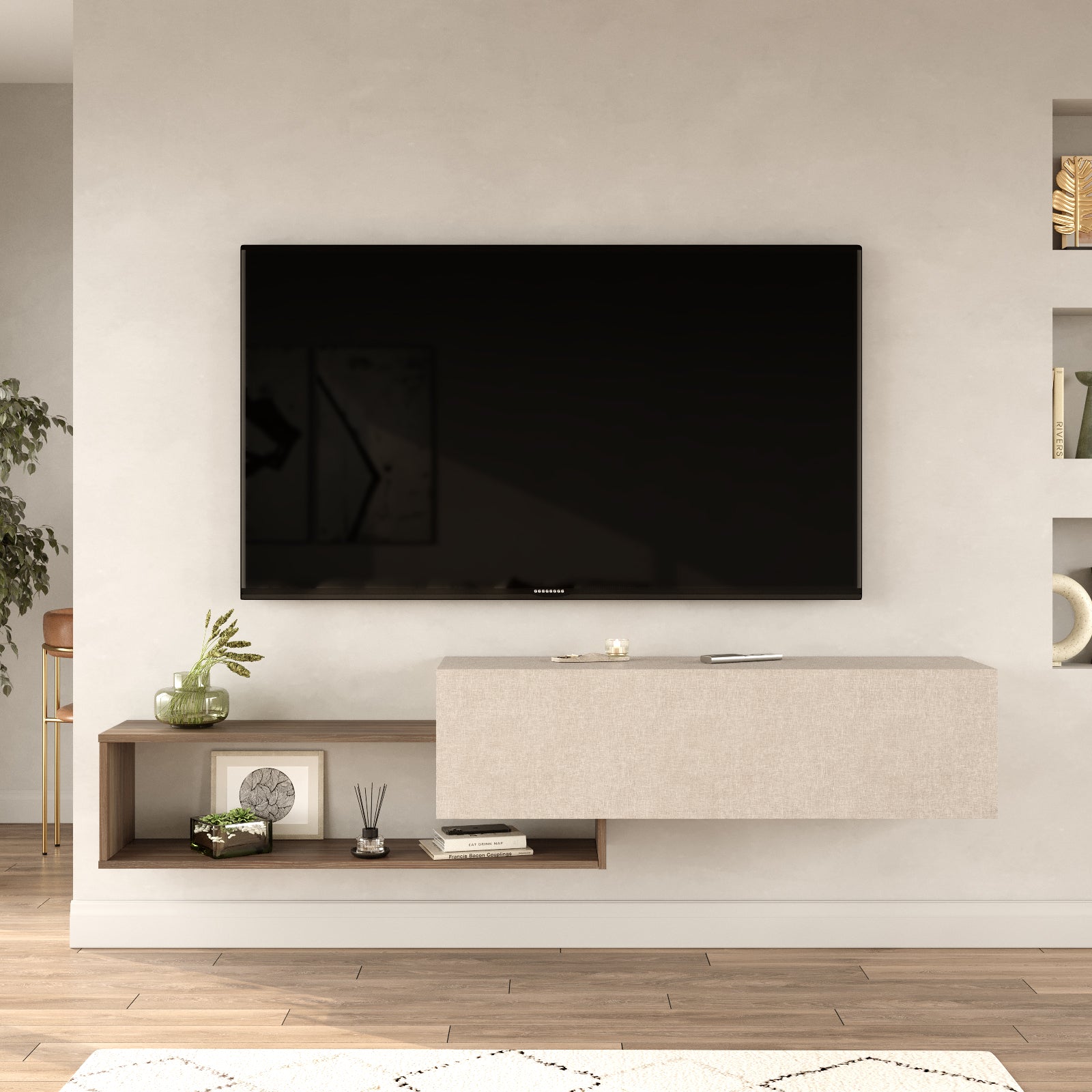 onix KBL1-CV- שמנת-חום - מזנון טלוויזיה צף