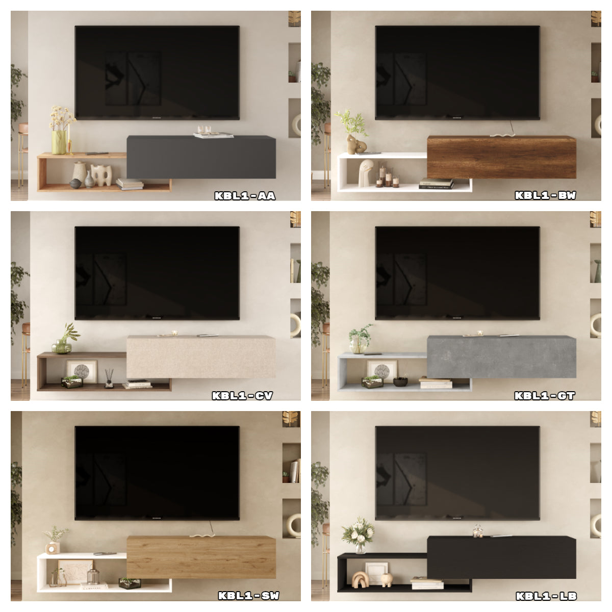 onix KBL1-GT- בטון-אבן - מזנון טלוויזיה צף