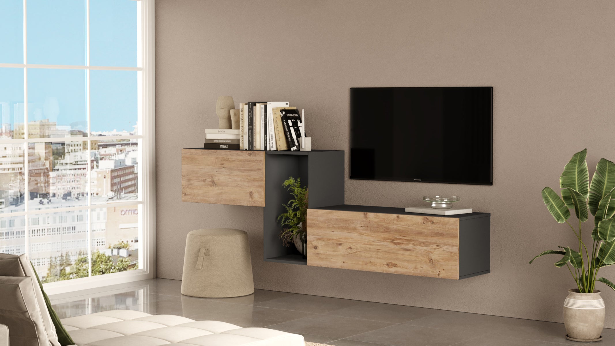 Nox KBL2-AA- -פחם-אורן - מזנון טלוויזיה צף