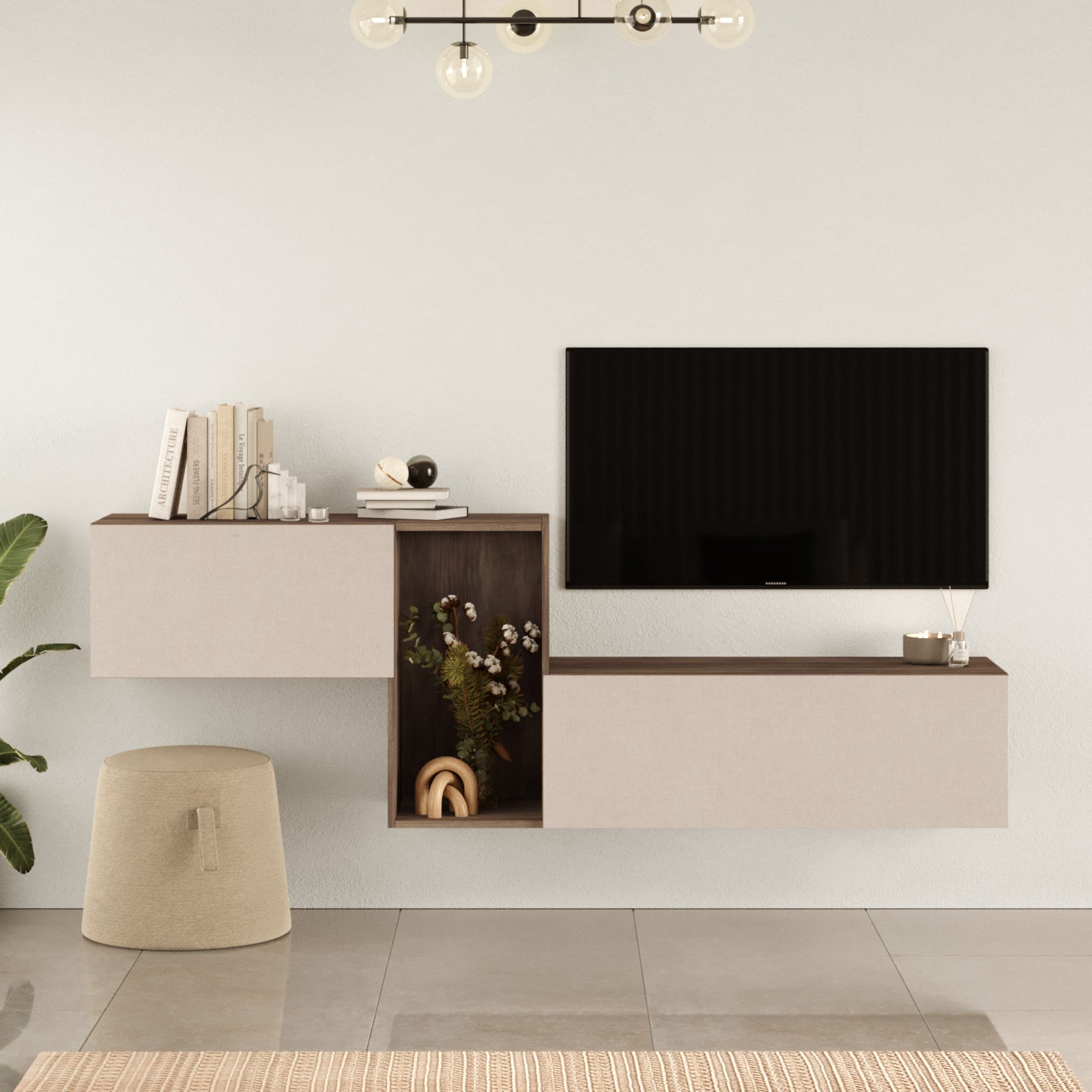 Nox KBL2-CV- שמנת-חום - מזנון טלוויזיה צף