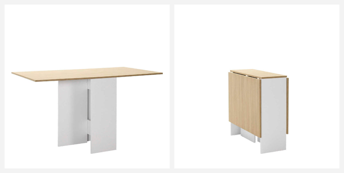 Tenes - MMS-506-MB-1- אלון-לבן - שולחן אוכל מתקפל