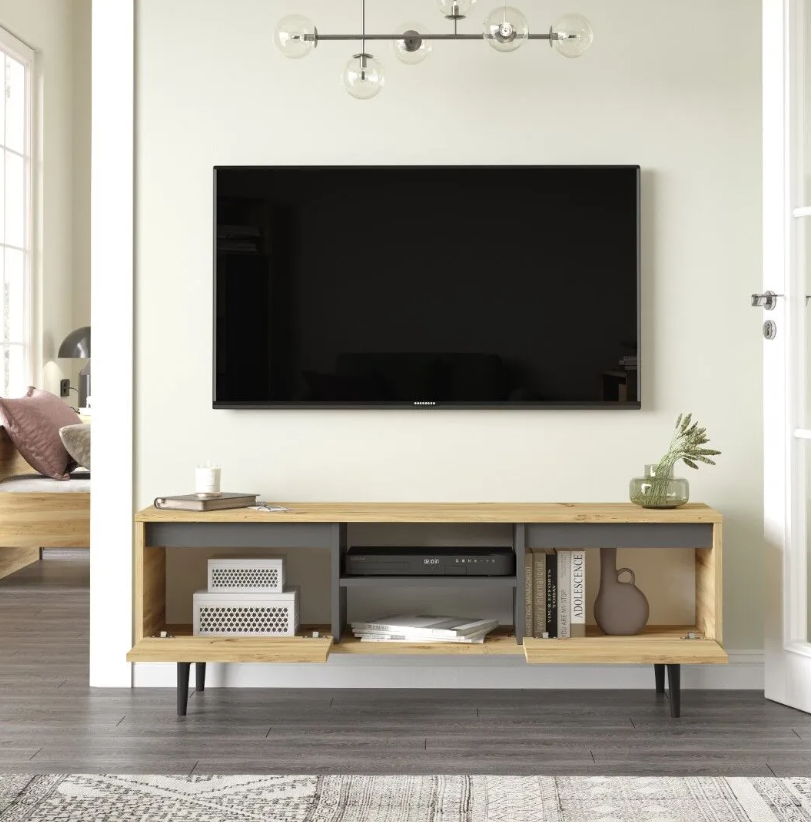 Coral-AR1 -KA - אלון-פחם- מזנון טלוויזיה מעוצב