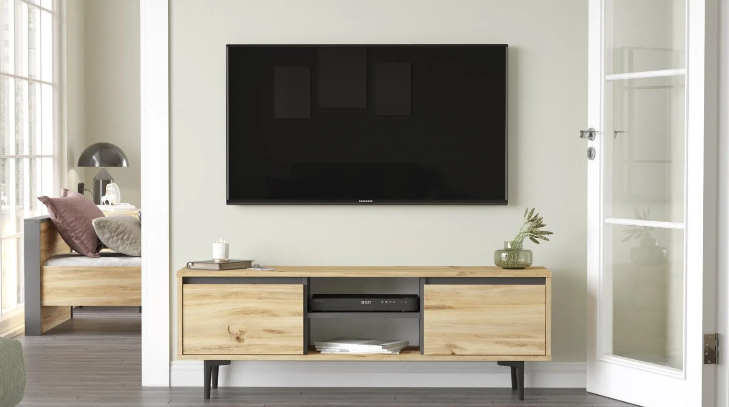 Coral-AR1 -KA - אלון-פחם- מזנון טלוויזיה מעוצב