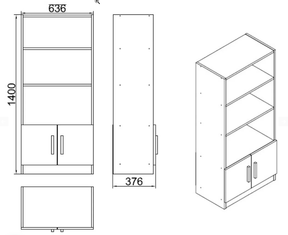 Varia VO4-BA –עץ בארוק-פחם - ספרייה מעוצבת