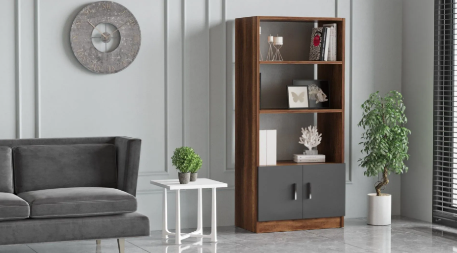 Varia VO4-BA –עץ בארוק-פחם - ספרייה מעוצבת