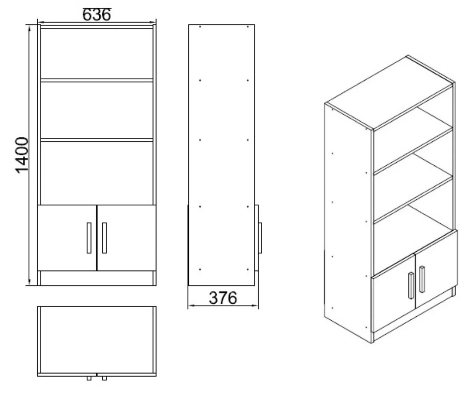 Varia VO4-OB –אלון-שחור - ספרייה מעוצבת