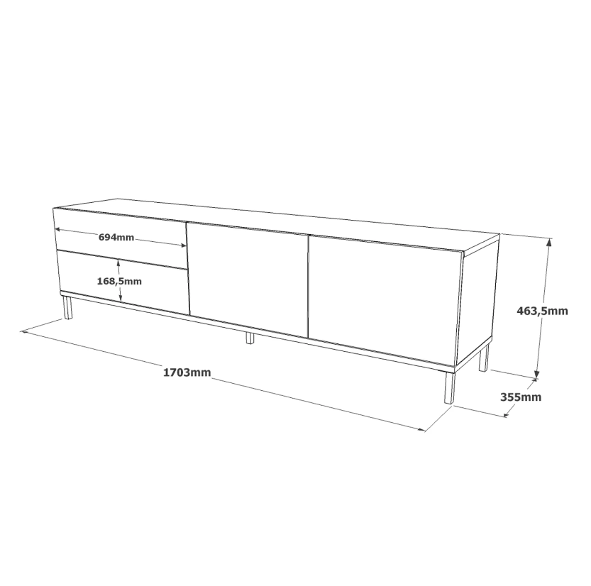 Krios-LV6 -KL - אלון-שחור- מזנון טלוויזיה מעוצב