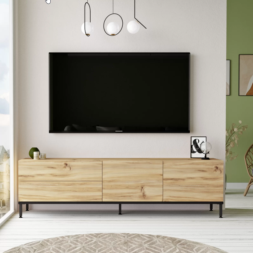 Krios-LV6 -KL - אלון-שחור- מזנון טלוויזיה מעוצב