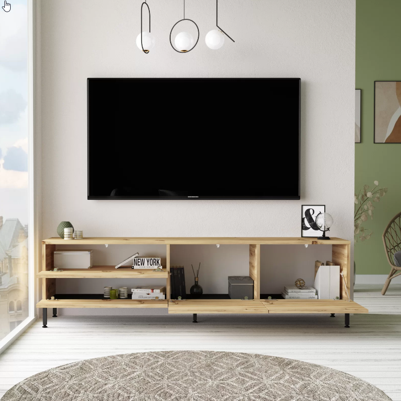 Krios-LV6 -KL - אלון-שחור- מזנון טלוויזיה מעוצב