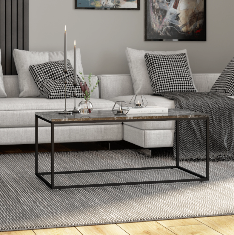 Rist- SHP-985-דמוי שיש-  שולחן קפה מלבני