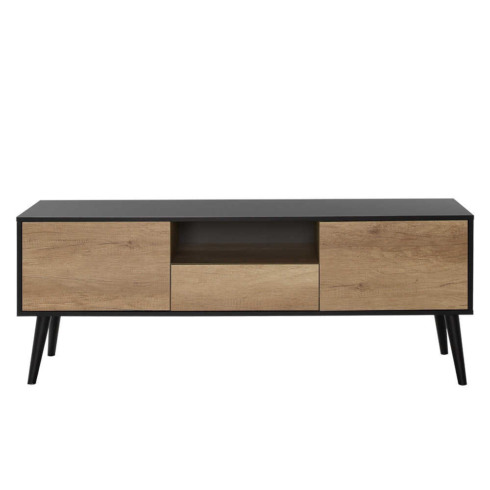 Sinso TVR921 -שחור-אגוז בהיר- מזנון טלוויזיה בסגנון רטרו