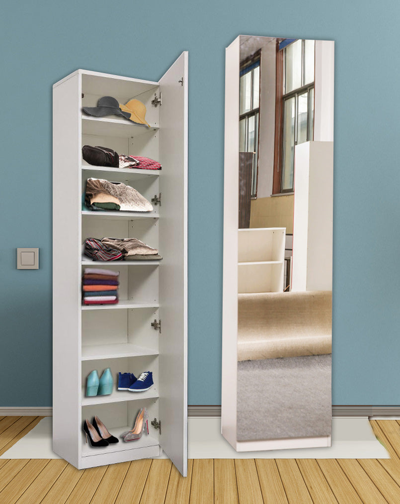 שגיא לבן – ארון מדפים עם מראה