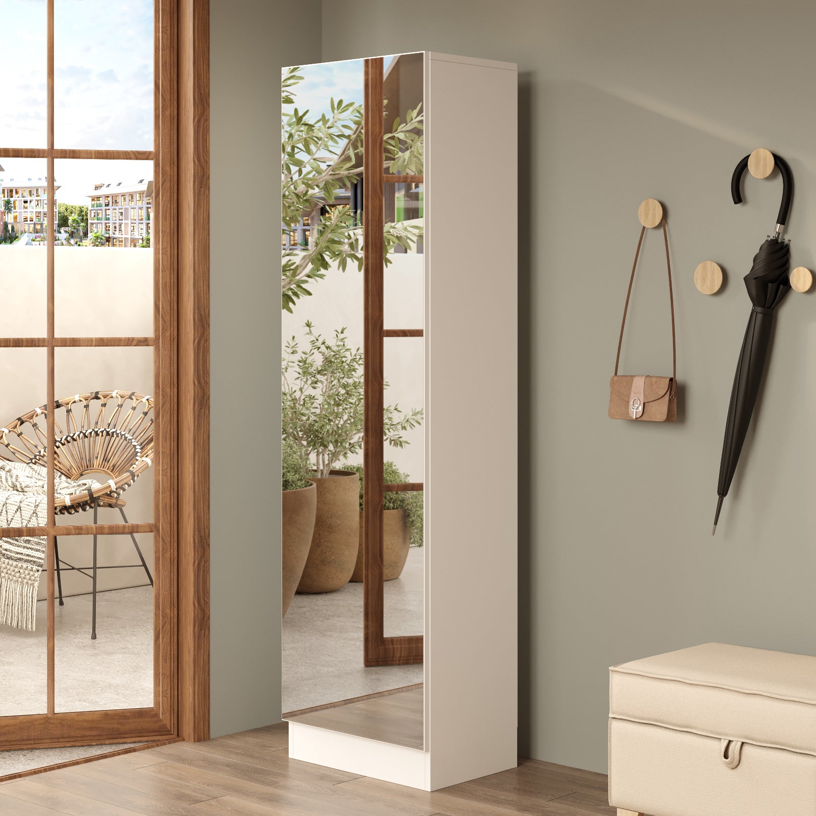 צ'ארמי V1 לבן - ארון מראה לנעליים