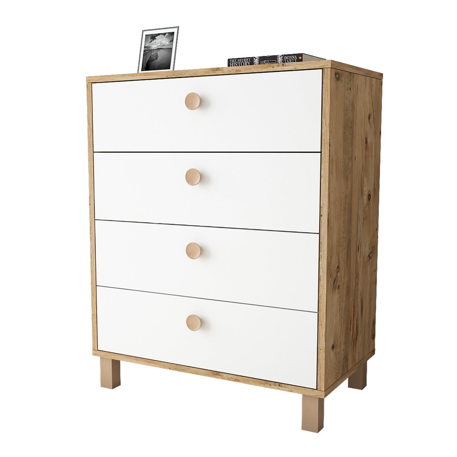 Vilamo-VL80 – שידת מגירות לבן-אורן