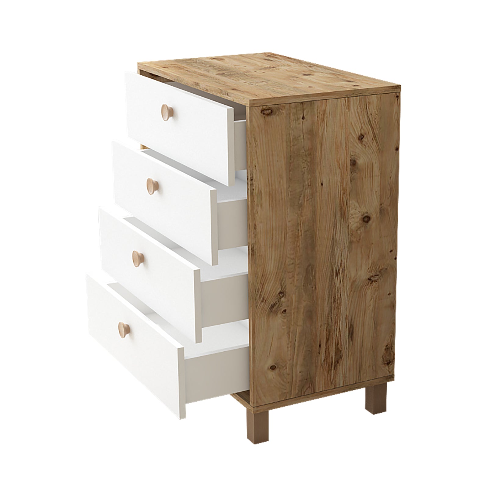 Vilamo-VL80 – שידת מגירות לבן-אורן