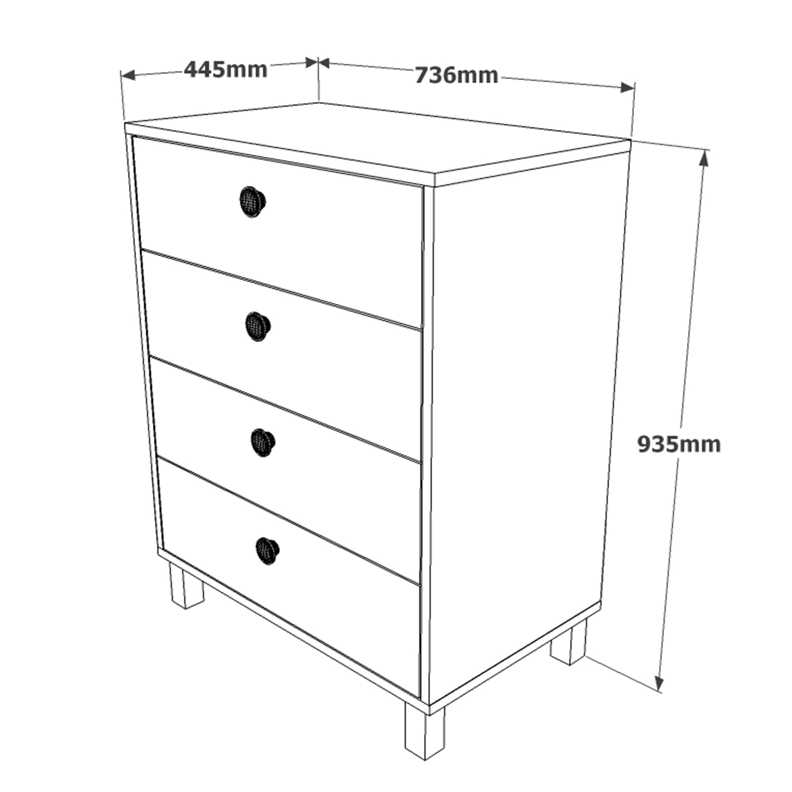 Vilamo-VL80 – שידת מגירות שחור-אורן