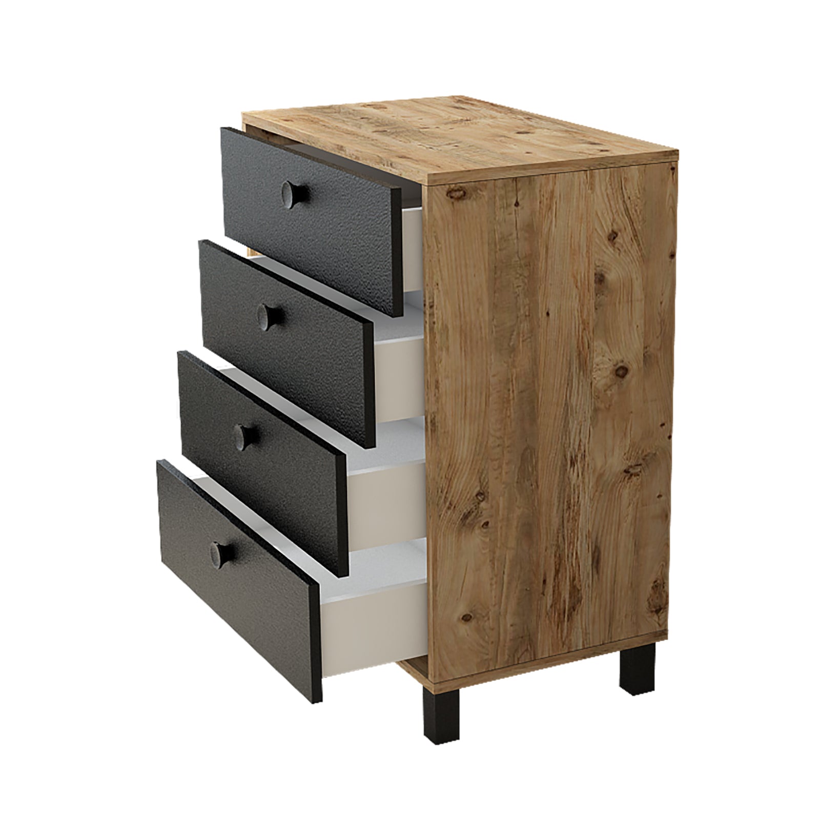 Vilamo-VL80 – שידת מגירות שחור-אורן