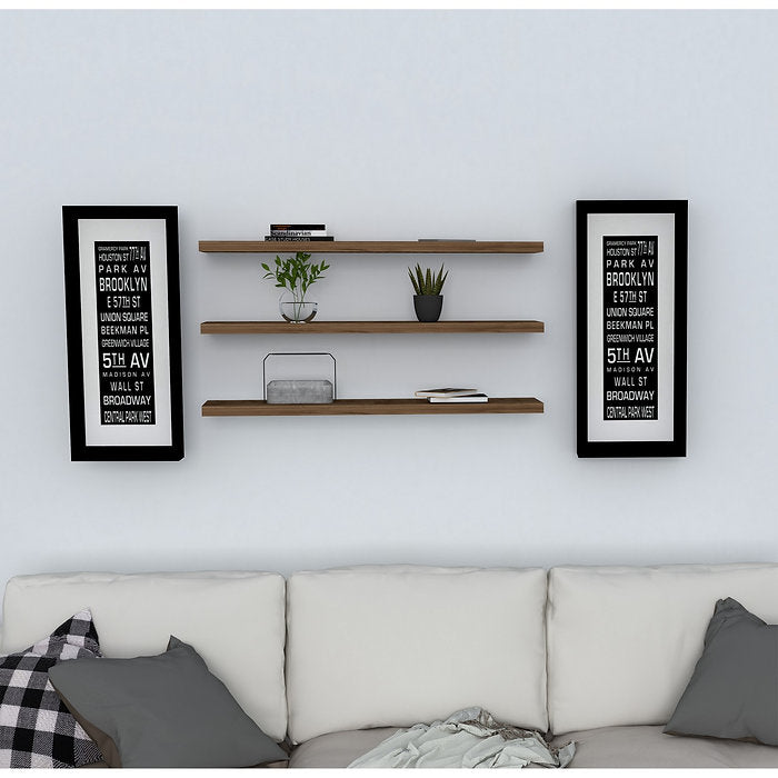 שלישיית מדפים צפים - BOSS אגוז