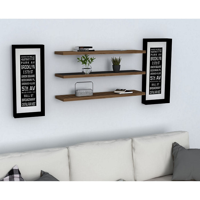 שלישיית מדפים צפים - BOSS אגוז