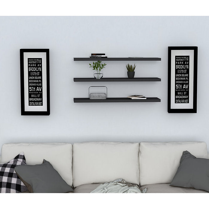 שלישיית מדפים צפים - BOSS אפור