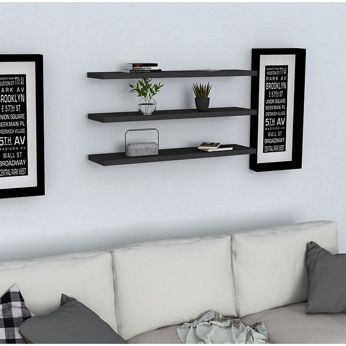 שלישיית מדפים צפים - BOSS אפור