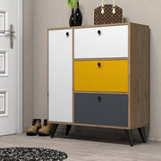 *389MZA1303* - Bella 1804 – ארון נעליים מעוצב - צהוב-פחם-אלון