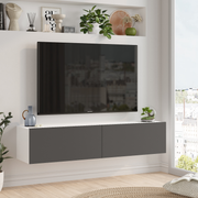 ARISTO -  גוף לבן דלתות אפור - מזנון טלוויזיה צף