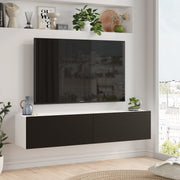 ARISTO -  גוף לבן דלתות שחור - מזנון טלוויזיה צף