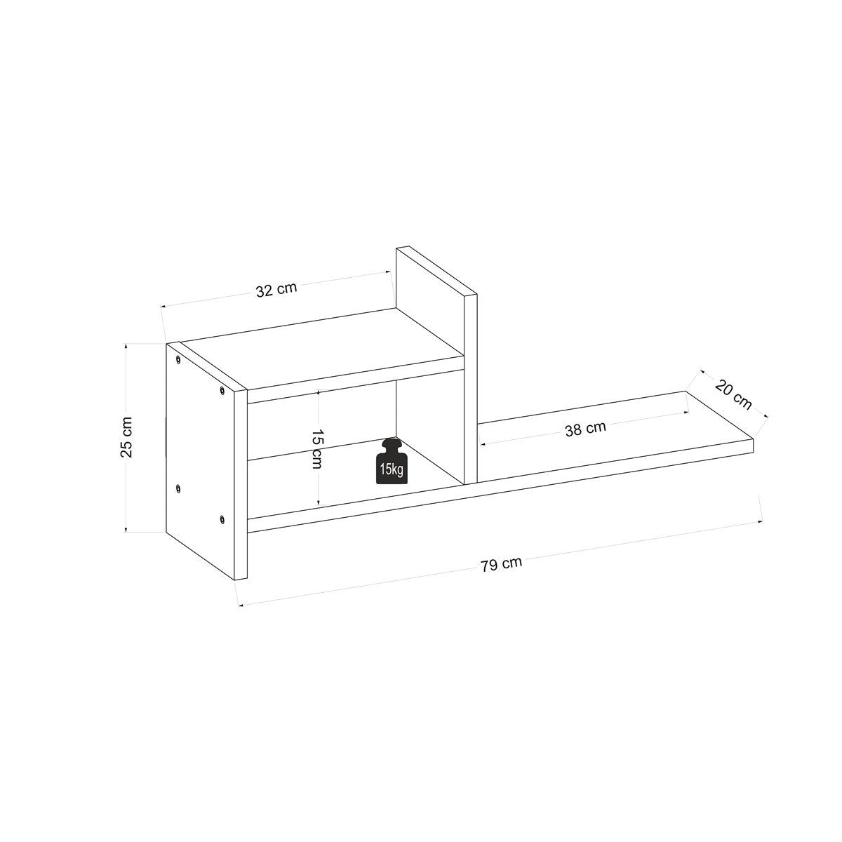 Hisar - זוג מדפים - אלון - לבן