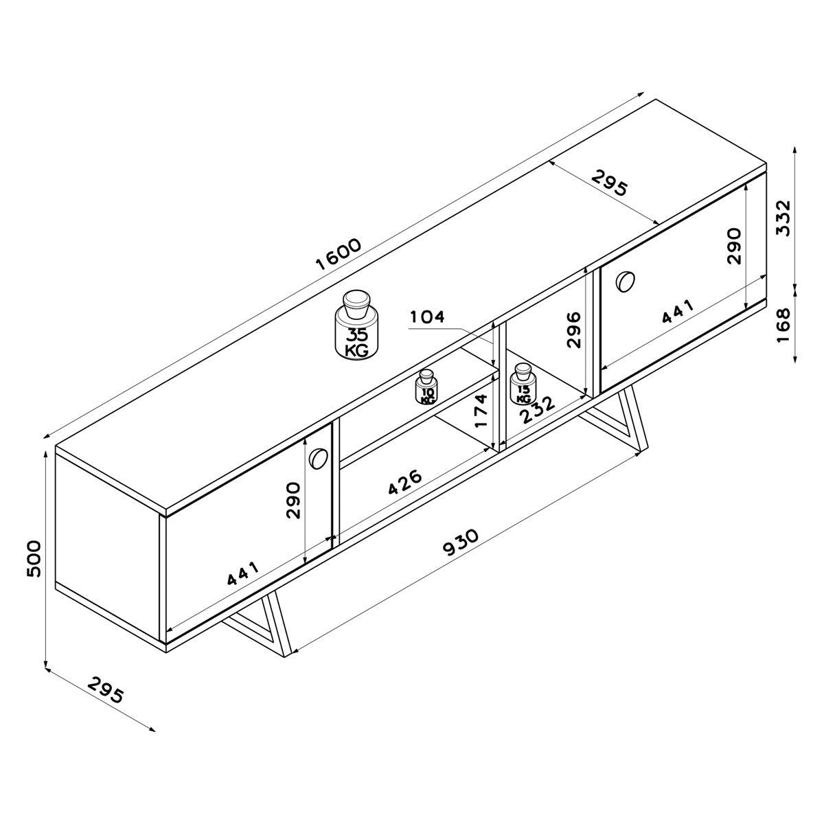 Sally -  מזנון מעוצב - פחם - אלון