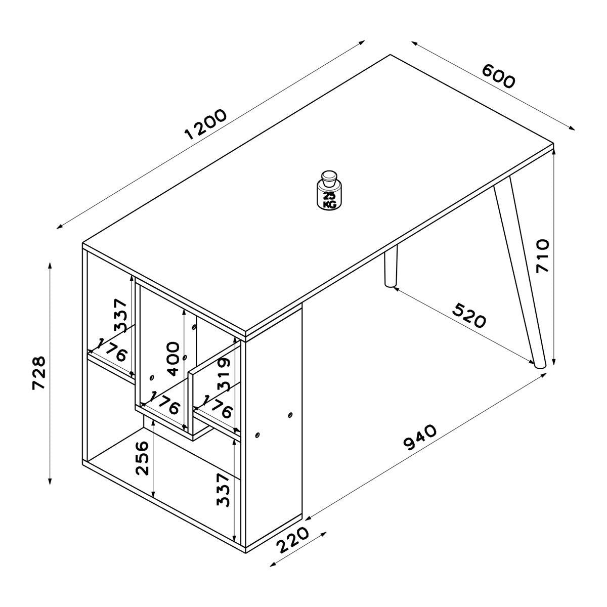 SALLY - עמדת עבודה מעוצבת - אלון-לבן