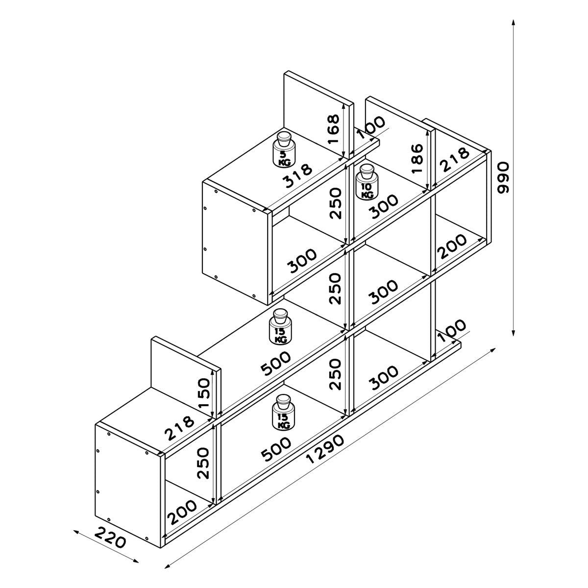 Enky – מדף מעוצב - אלון-לבן