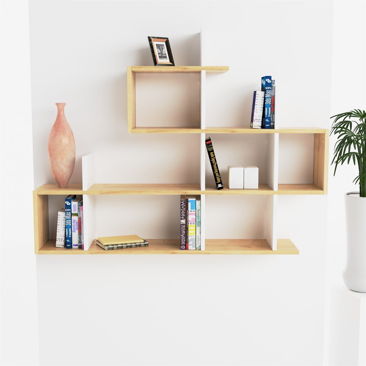 Enky – מדף מעוצב - אלון-לבן