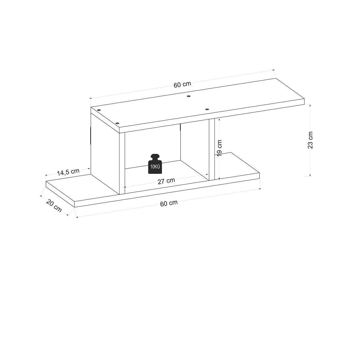 Deren– זוג מדפים מעוצבים - פחם- אגוז