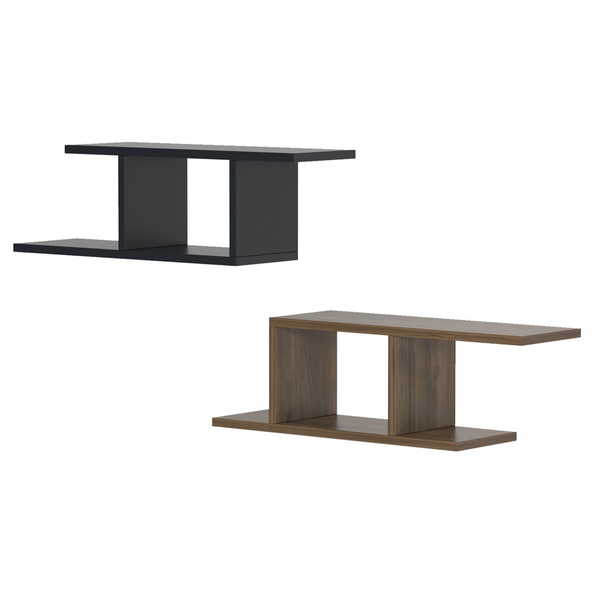 Deren– זוג מדפים מעוצבים - פחם- אגוז