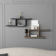 Deren– זוג מדפים מעוצבים - פחם- אגוז