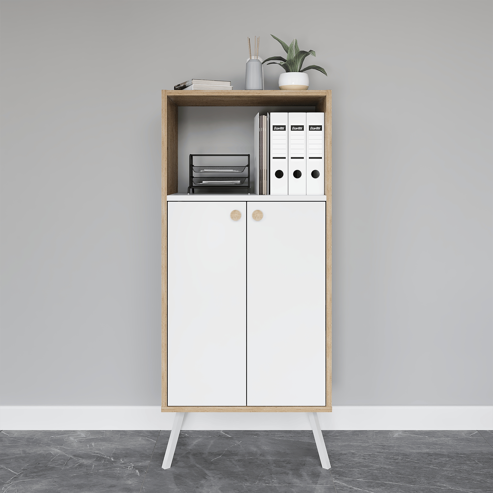 Rasha Office – ארונית אחסון רב תכליתית - אלון - לבן